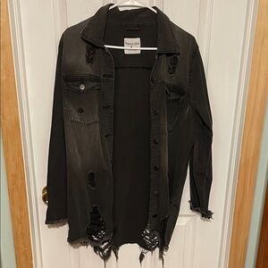 Charcoal Distressed Denim Jacket